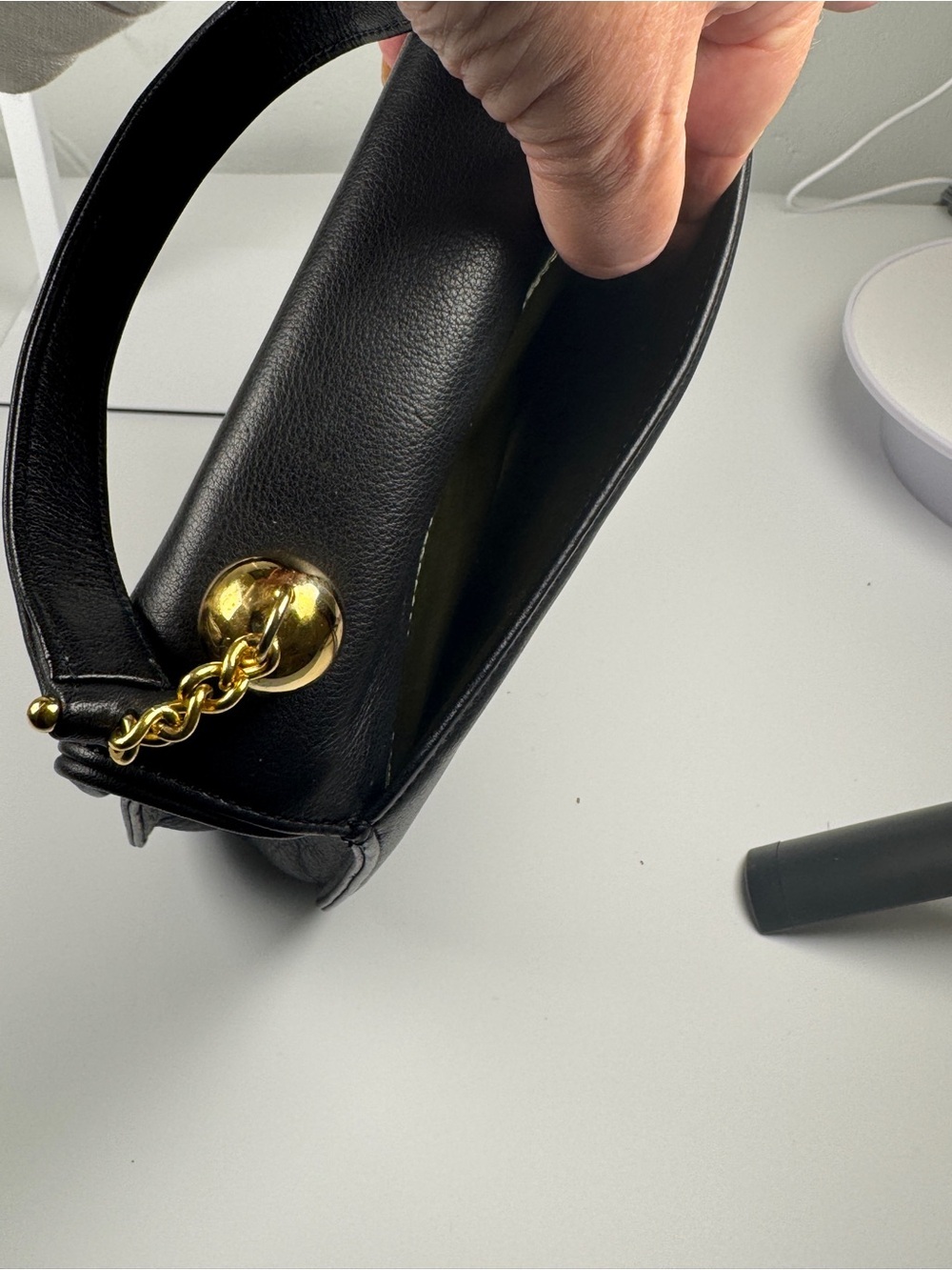 Mila Schon black top handle purse with dust bag and box - Picture 6 of 14